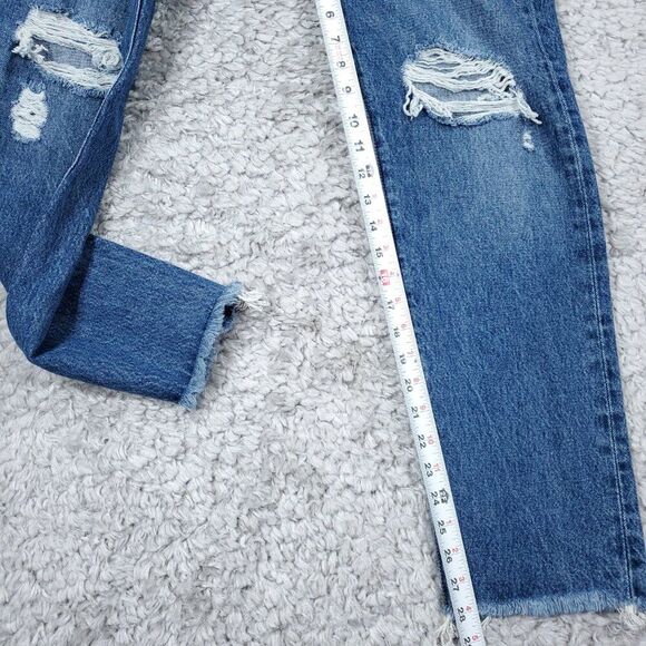 Levi's Premium Wedgie Straight Jeans Distressed Ripped Destroyed Blue Size 28x28 - Picture 9 of 12